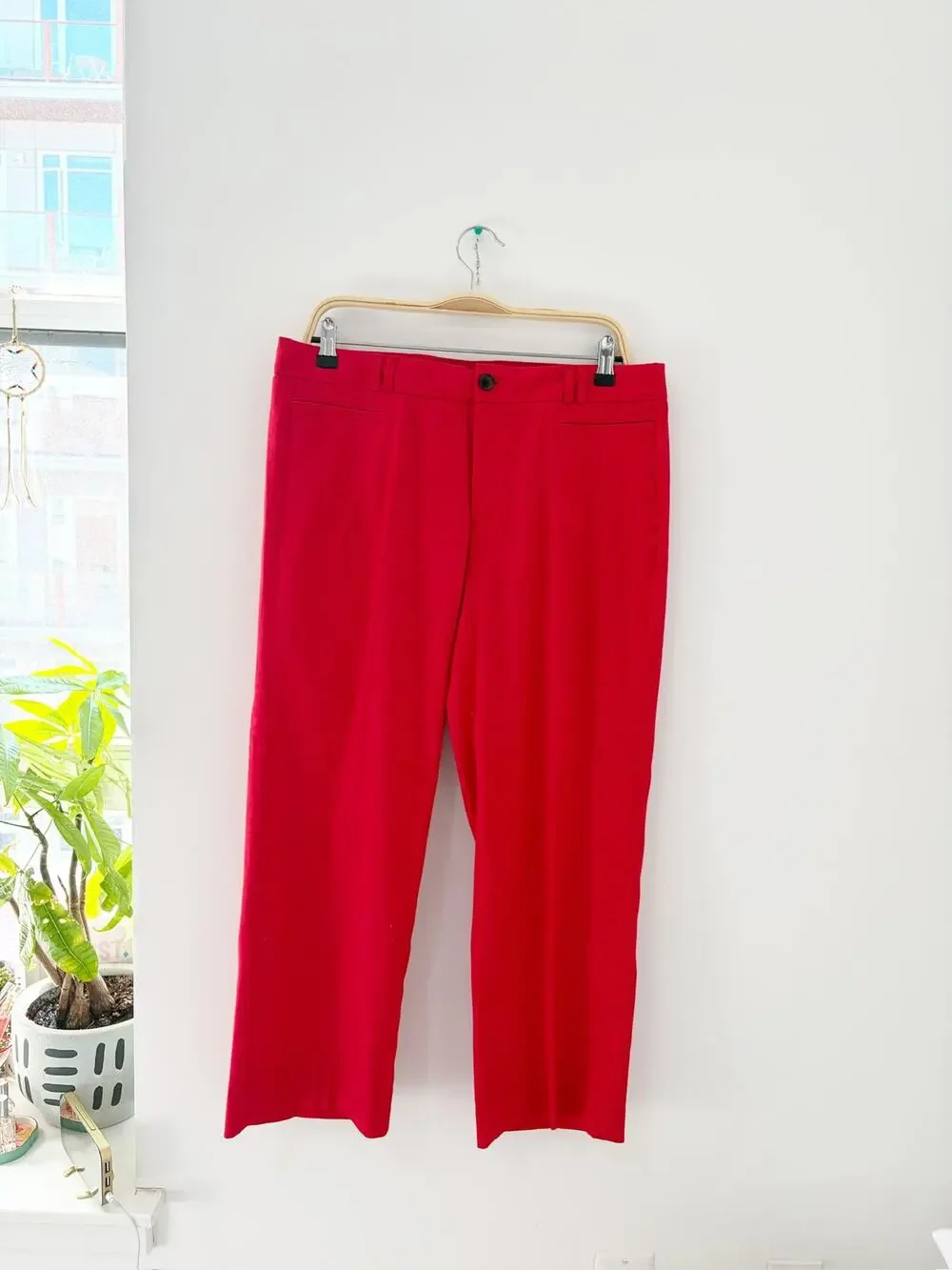 Banana Republic Red Linen Logan Crop Pants Size 10
